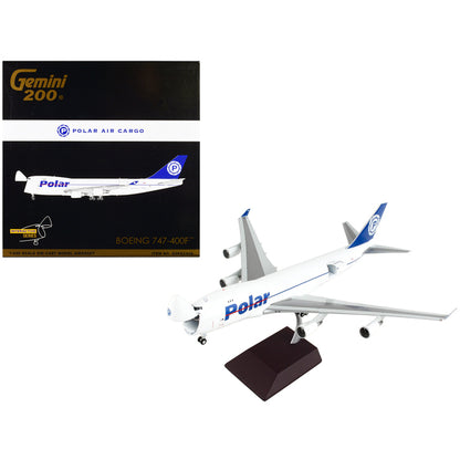 Boeing 747-400F Commercial Aircraft "Polar Air Cargo" White with Blue Tail "Gemini 200 - Interactive" Series 1/200 Diecast Model Airplane by GeminiJets