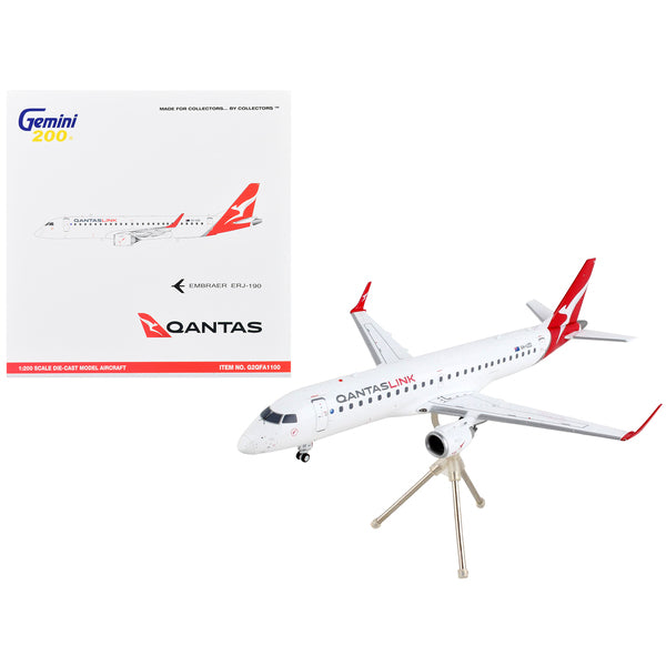 Embraer ERJ-190 Commercial Aircraft "Qantas Airways - QantasLink" White with Red Tail "Gemini 200" Series 1/200 Diecast Model Airplane by GeminiJets