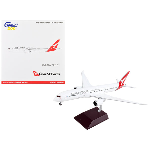 Boeing 787-9 Commercial Aircraft "Qantas Airways - Spirit of Australia" White with Red Tail "Gemini 200" Series 1/200 Diecast Model Airplane by GeminiJets