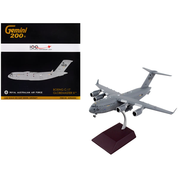 Boeing C-17 Globemaster III Transport Aircraft "Royal Australian Air Force - 100th Anniversary" Gray "Gemini 200" Series 1/200 Diecast Model Airplane by GeminiJets