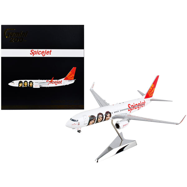 Boeing 737-800 Commercial Aircraft "SpiceJet" White with Red Tail "Gemini 200" Series 1/200 Diecast Model Airplane by GeminiJets