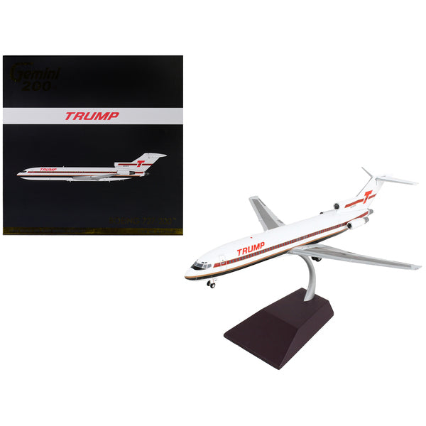 Boeing 727-200 Commercial Aircraft "Trump Shuttle" White with Red Stripes "Gemini 200" Series 1/200 Diecast Model Airplane by GeminiJets