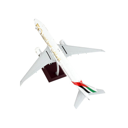 Boeing 777-300ER Commercial Aircraft "Emirates Airlines - 50th Anniversary of UAE" White with Striped Tail "Gemini 200" Series 1/200 Diecast Model Airplane by GeminiJets