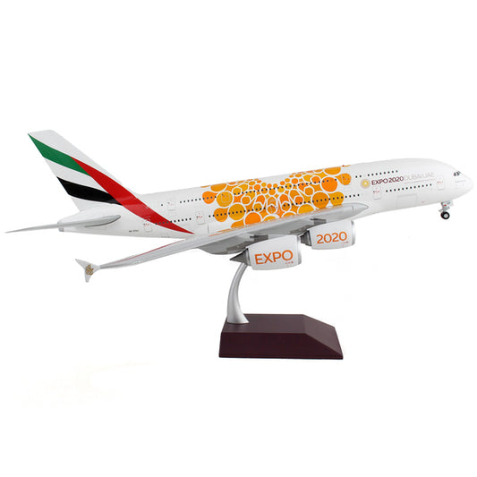 Airbus A380-800 Commercial Aircraft "Emirates Airlines - Dubai Expo 2020" White with Orange Graphics "Gemini 200" Series 1/200 Diecast Model Airplane by GeminiJets