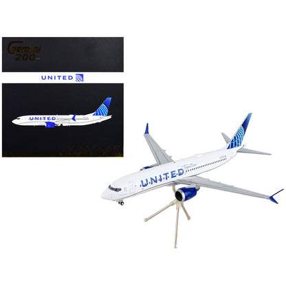 Boeing 737 MAX 8 Commercial Aircraft "United Airlines - United Together" White with Blue Tail "Gemini 200" Series 1/200 Diecast Model Airplane by GeminiJets