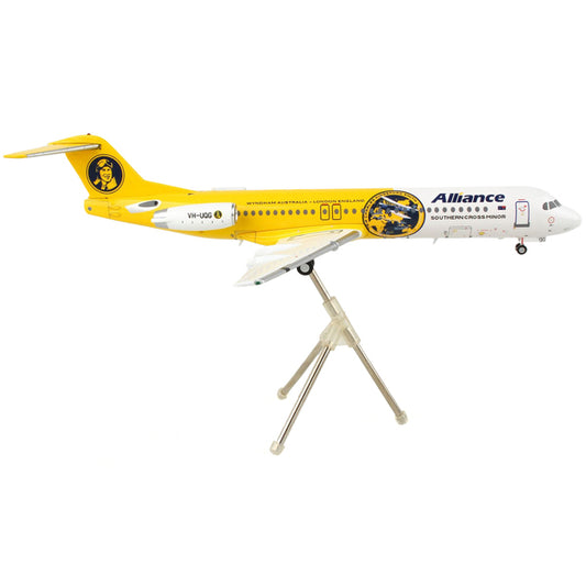 Fokker F100 Commercial Aircraft "Alliance Airlines" White and Yellow "Gemini 200" Series 1/200 Diecast Model Airplane by GeminiJets