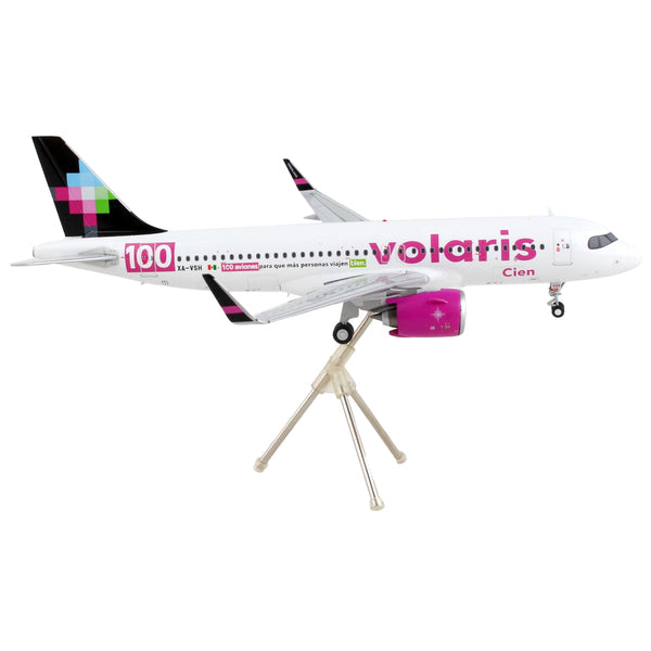 Airbus A320neo Commercial Aircraft "Volaris - 100 Aviones" White with Black Tail "Gemini 200" Series 1/200 Diecast Model Airplane by GeminiJets