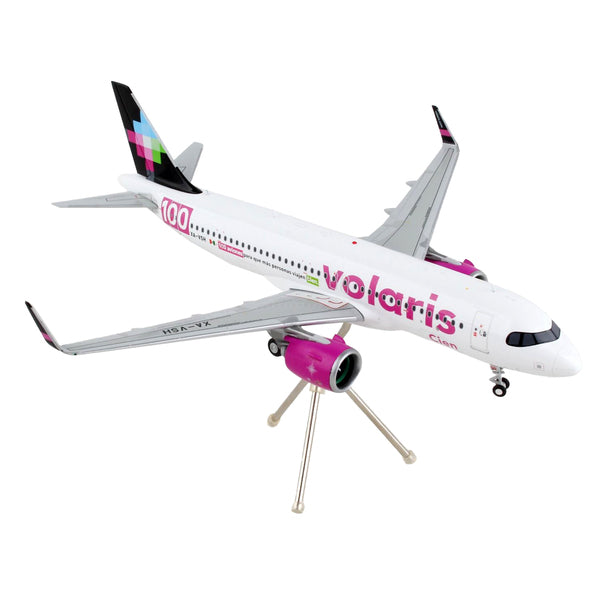 Airbus A320neo Commercial Aircraft "Volaris - 100 Aviones" White with Black Tail "Gemini 200" Series 1/200 Diecast Model Airplane by GeminiJets