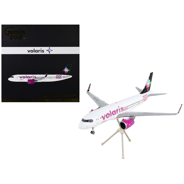 Airbus A320neo Commercial Aircraft "Volaris - 100 Aviones" White with Black Tail "Gemini 200" Series 1/200 Diecast Model Airplane by GeminiJets