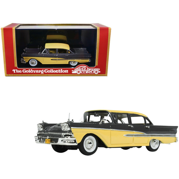 1958 Ford Fairlane 4 Door Gunmetal Gray and Pastel Yellow Limited Edition to 240 pieces Worldwide 1/43 Model Car by Goldvarg Collection