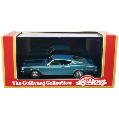 1969 Mercury Cyclone Dark Aqua Blue with Blue Interior and White Stripes Limited Edition to 170 pieces Worldwide 1/43 Model Car by Goldvarg Collection