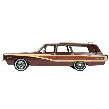 1965 Mercury Station Wagon Burgundy Metallic with Wood Panels Limited Edition to 200 pieces Worldwide 1/43 Model Car by Goldvarg Collection