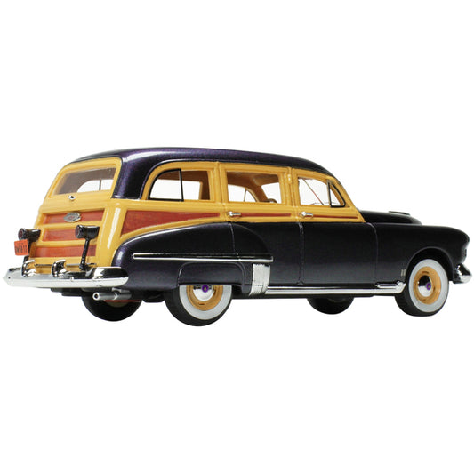 1949 Oldsmobile 88 Station Wagon Nightshade Blue with Cream and Woodgrain Sides and Red Interior Limited Edition to 240 pieces Worldwide 1/43 Model Car by Goldvarg Collection