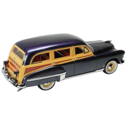 1949 Oldsmobile 88 Station Wagon Nightshade Blue with Cream and Woodgrain Sides and Red Interior Limited Edition to 240 pieces Worldwide 1/43 Model Car by Goldvarg Collection