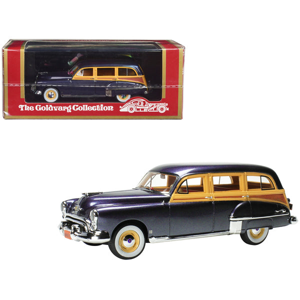 1949 Oldsmobile 88 Station Wagon Nightshade Blue with Cream and Woodgrain Sides and Red Interior Limited Edition to 240 pieces Worldwide 1/43 Model Car by Goldvarg Collection