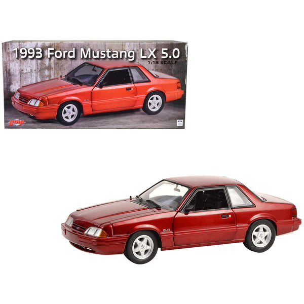 1993 Ford Mustang LX 5.0 Electric Red Metallic Limited Edition to 924 pieces Worldwide 1/18 Diecast Model Car by GMP