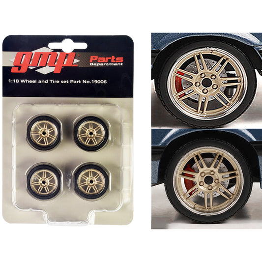 7-Spoke Custom Wheel & Tire Set of 4 pieces from "1989 Ford Mustang 5.0 LX" 1/18 by GMP