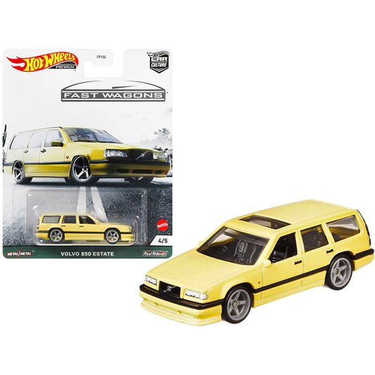 Volvo 850 Estate RHD (Right Hand Drive) with Sunroof Light Yellow "Fast Wagons" Series Diecast Model Car by Hot Wheels