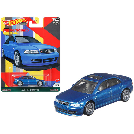 Audi S4 Quattro with Sunroof Blue Metallic "Deutschland Design" Series Diecast Model Car by Hot Wheels