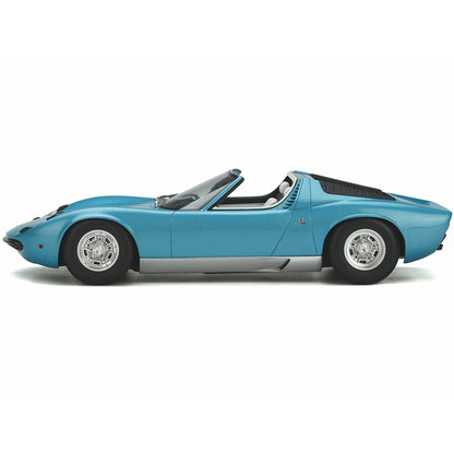 1968 Lamborghini Miura Roadster Light Blue Metallic Limited Edition to 999 pieces Worldwide 1/18 Model Car by GT Spirit