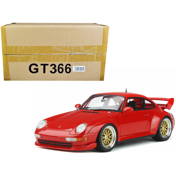 1996 Porsche 911 (993) 3.8 RSR Guards Red with Gold Wheels 1/18 Model Car by GT Spirit