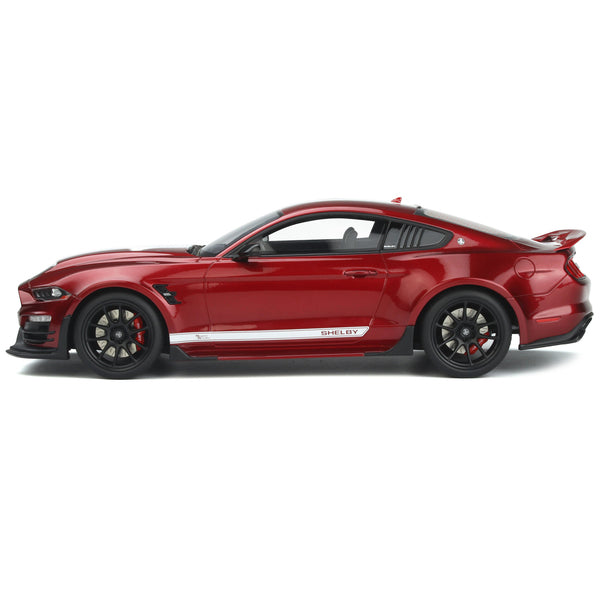 2021 Shelby Super Snake Coupe Red Metallic with White Stripes 1/18 Model Car by GT Spirit