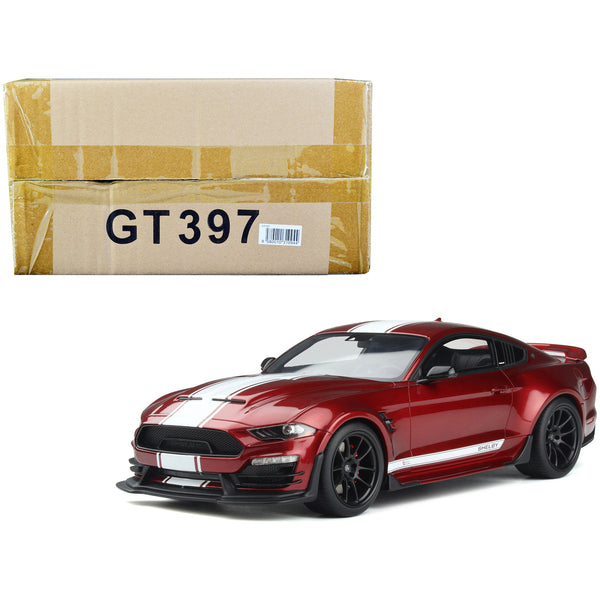 2021 Shelby Super Snake Coupe Red Metallic with White Stripes 1/18 Model Car by GT Spirit