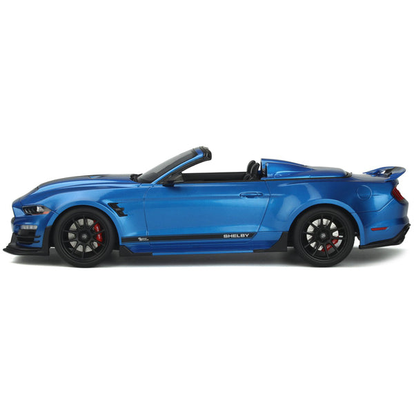 2022 Shelby Super Snake Speedster Convertible Blue Metallic with Black Stripes 1/18 Model Car by GT Spirit