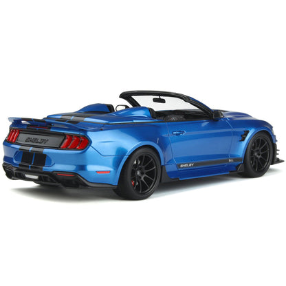 2022 Shelby Super Snake Speedster Convertible Blue Metallic with Black Stripes 1/18 Model Car by GT Spirit