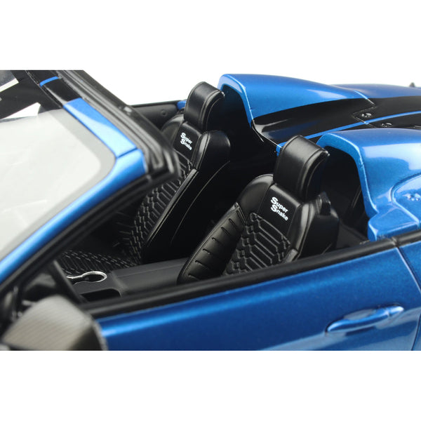 2022 Shelby Super Snake Speedster Convertible Blue Metallic with Black Stripes 1/18 Model Car by GT Spirit