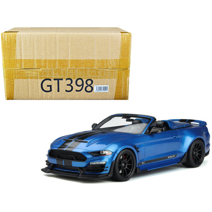 2022 Shelby Super Snake Speedster Convertible Blue Metallic with Black Stripes 1/18 Model Car by GT Spirit