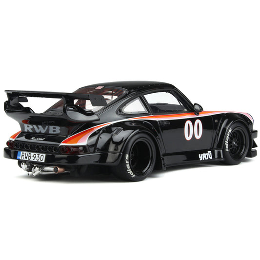 2019 Porsche 930 RWB Bodykit #00 "Yaju" Black with Stripes 1/18 Model Car by GT Spirit