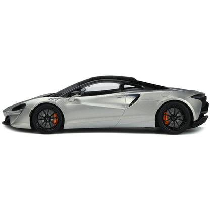 2021 McLaren Artura Silver Metallic with Black Top 1/18 Model Car by GT Spirit