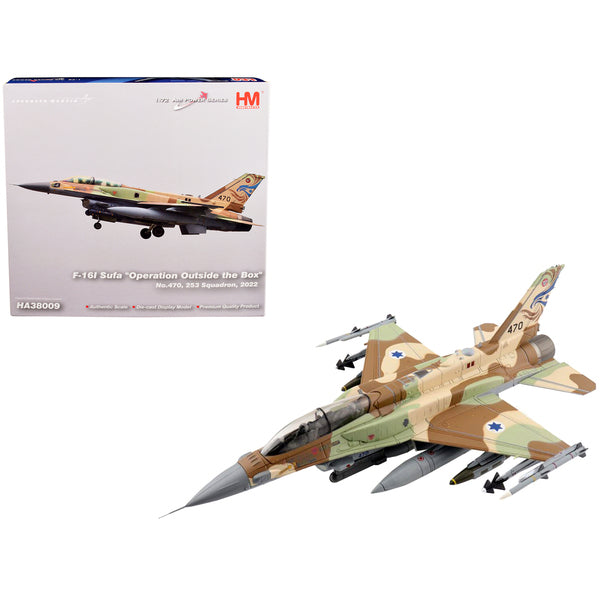 Lockheed Martin F-16I Sufa Fighter Aircraft No.470 "253 Squadron Operation Outside the Box" (2022) "Air Power Series" 1/72 Diecast Model by Hobby Master