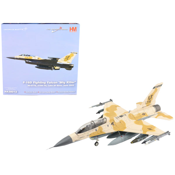 General Dynamics F-16D Fighting Falcon "Mig Killer" Fighter Aircraft "310th FS Luke AF Base" (June 2022) "Air Power Series" 1/72 Diecast Model by Hobby Master