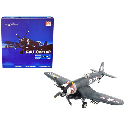 Vought F4U-4 Corsair Fighter Aircraft VMF-323 "Death Rattlers" USS Sicily (June 1951) "Air Power Series" 1/48 Scale Model by Hobby Master