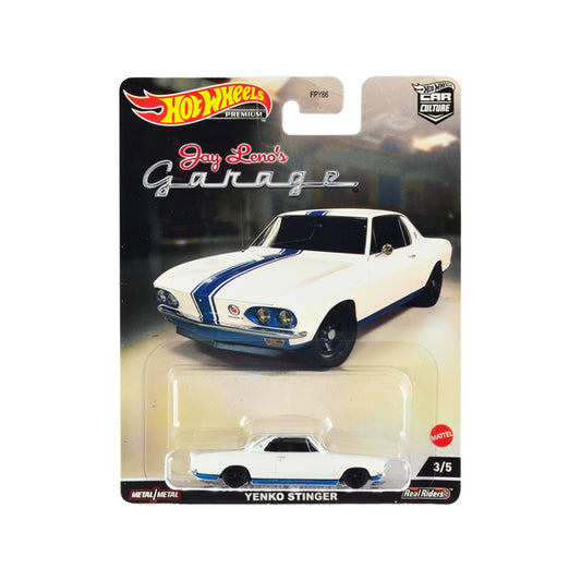 1966 Chevrolet Corvair Yenko Stinger White with Blue Stripes "Jay Lenos Garage" Diecast Model Car by Hot Wheels