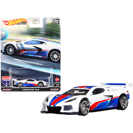 Chevrolet Corvette C8.R Pearl White with Red and Blue Stripes "American Scene" "Car Culture" Series Diecast Model Car by Hot Wheels