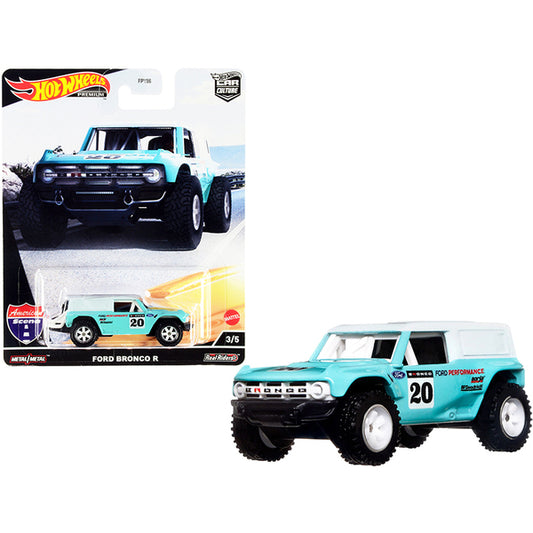 Ford Bronco R #20 Turquoise with White Top "American Scene" "Car Culture" Series Diecast Model Car by Hot Wheels