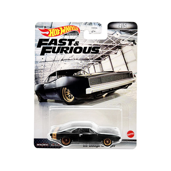 1968 Dodge Charger R/T Matt Black with Gold Tail Stripe "Fast & Furious" Series Diecast Model Car by Hot Wheels