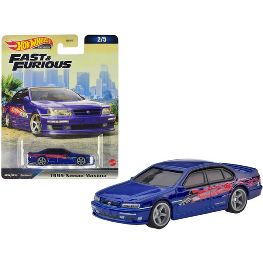 1999 Nissan Maxima Blue Metallic with Graphics "The Fast and The Furious" (2001) Movie "Fast & Furious" Series Diecast Model Car by Hot Wheels