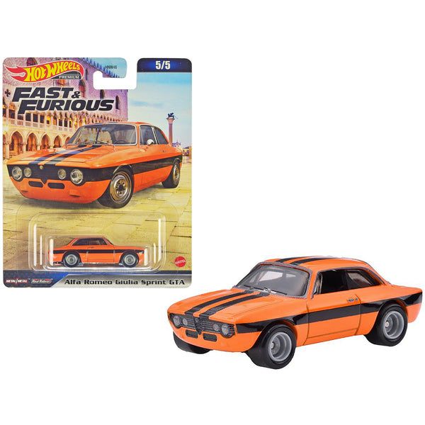 Alfa Romeo Guilia Sprint GTA Orange with Black Stripes "Fast X" (2023) Movie "Fast & Furious" Series Diecast Model Car by Hot Wheels