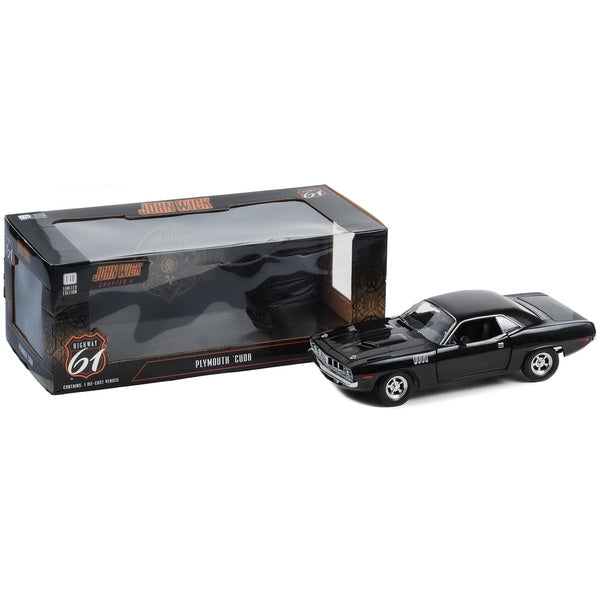 Plymouth Barracuda Black "John Wick: Chapter 4" (2023) Movie 1/18 Diecast Model Car by Highway 61