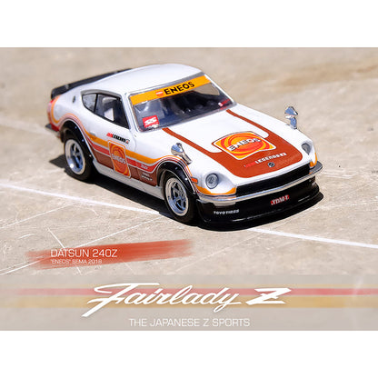 Datsun 240Z White with Stripes "Eneos" SEMA (2018) 1/64 Diecast Model Car by Inno Models