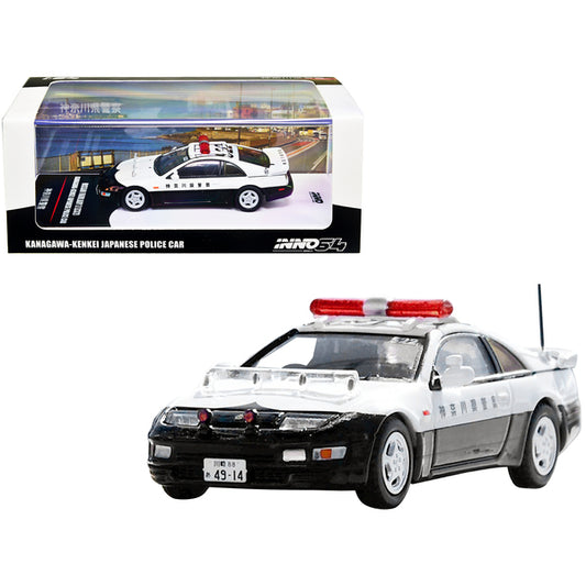 Nissan Fairlady Z (Z32) RHD (Right Hand Drive) Kanagawa-Kenkei Japanese Police Car Black and White 1/64 Diecast Model Car by Inno Models