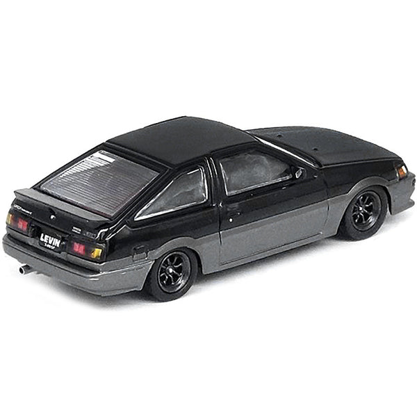 Toyota Corolla AE86 Levin RHD (Right Hand Drive) Black and Gray Metallic 1/64 Diecast Model Car by Inno Models