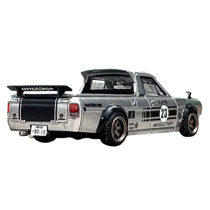 Nissan Sunny Hakotora Pickup Truck RHD (Right Hand Drive) #23 Silver Metallic with Black Graphics "Inazuma Work" 1/64 Diecast Model Car by Inno Models