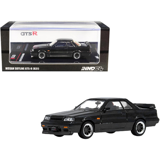 Nissan Skyline GTS-R (R31) RHD (Right Hand Drive) Black Metallic and Gun Metal Gray 1/64 Diecast Model Car by Inno Models