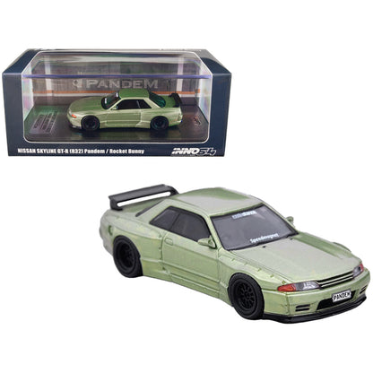 Nissan Skyline GT-R (R32) RHD (Right Hand Drive) "Pandem - Rocket Bunny" Millenium Jade Metallic 1/64 Diecast Model Car by Inno Models