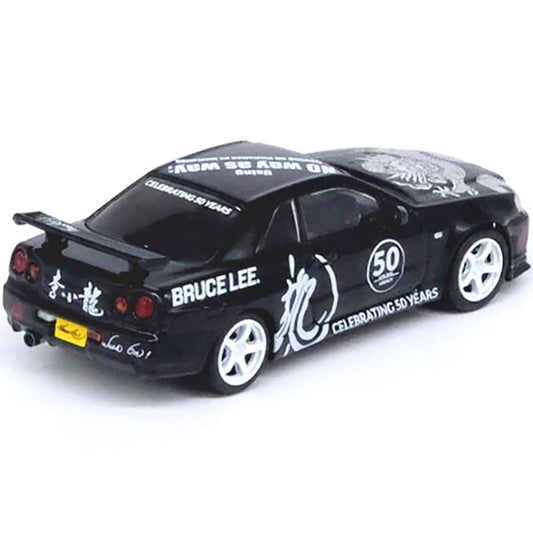 Nissan Skyline GT-R (R34) RHD (Right Hand Drive) Black "Bruce Lee Legacy 50 Year Anniversary" 1/64 Diecast Model Car by Inno Models